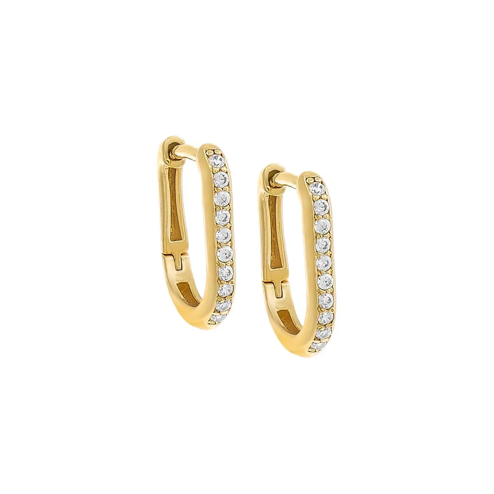 Diamond Oval Pavé Huggie Earring 14K