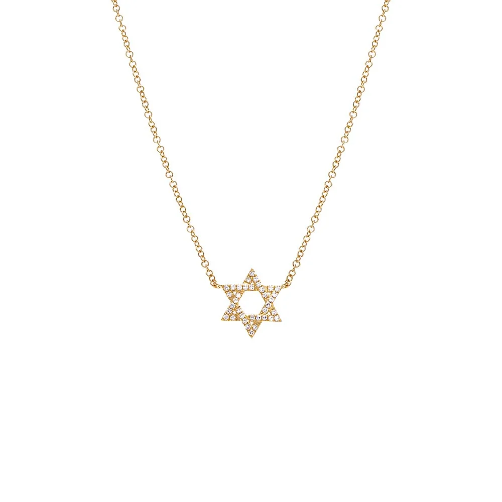 Diamond Pavé Star Of David Necklace 14K