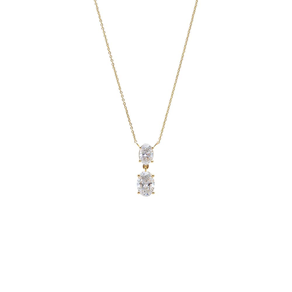 Lab Grown Diamond Double Oval Drop Necklace 14K