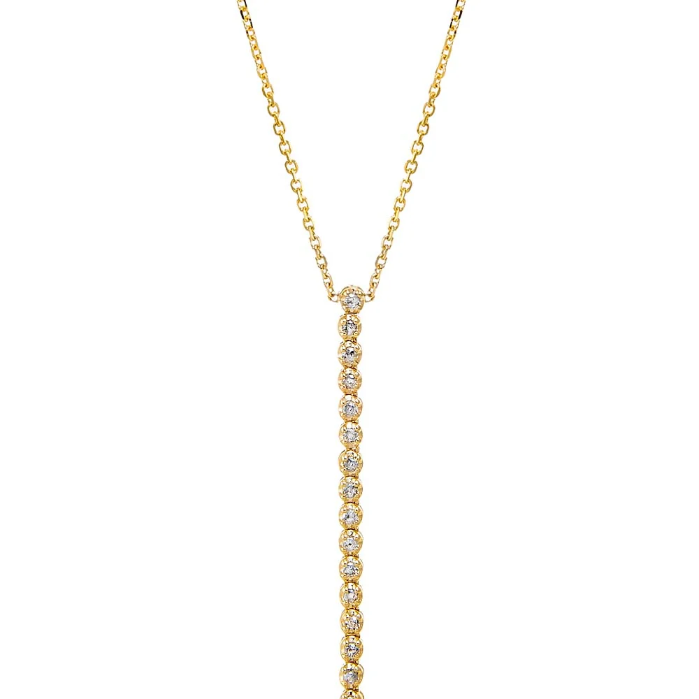 Diamond 1 Carat Tennis Drop Lariat Necklace 14K