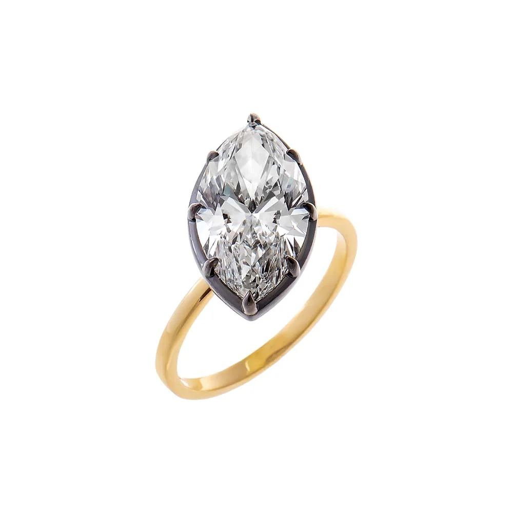 Lab Grown Diamond Marquise Encased Sideway Ring 14K