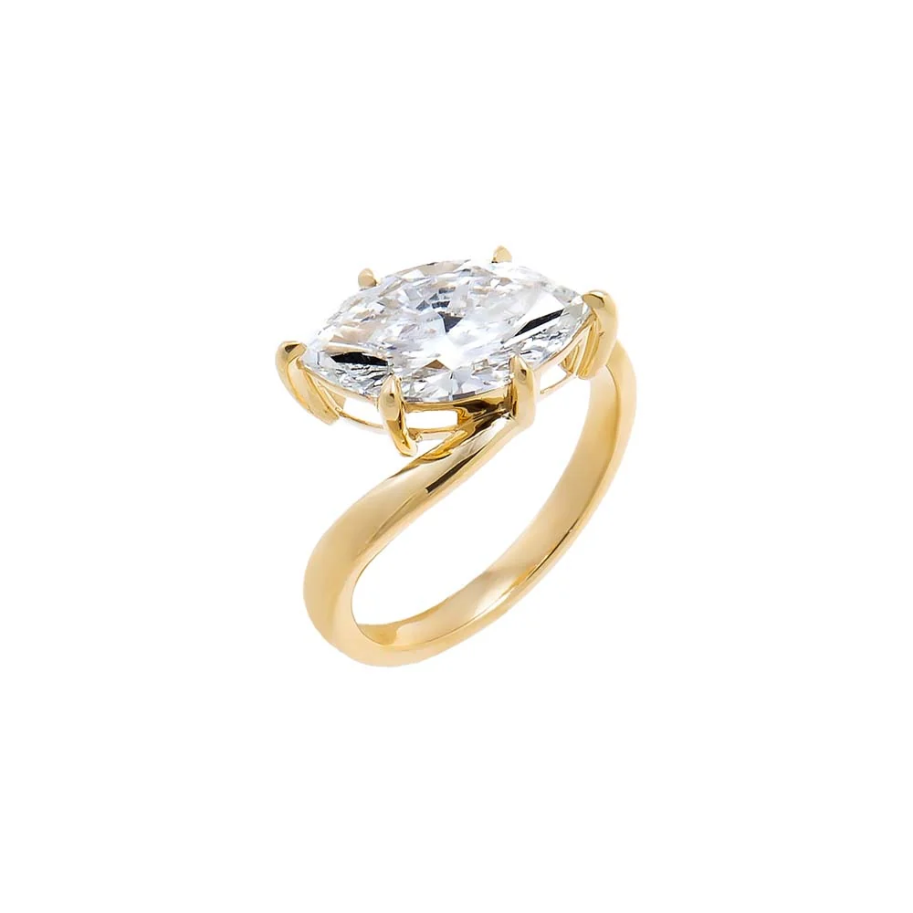 Lab Grown Diamond Marquise Shape Solitaire Pinky Ring 14K