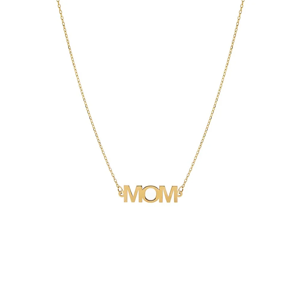 Solid Mom Nameplate Necklace 14K