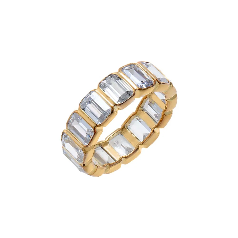 Bezel Set Emerald CZ Eternity Ring