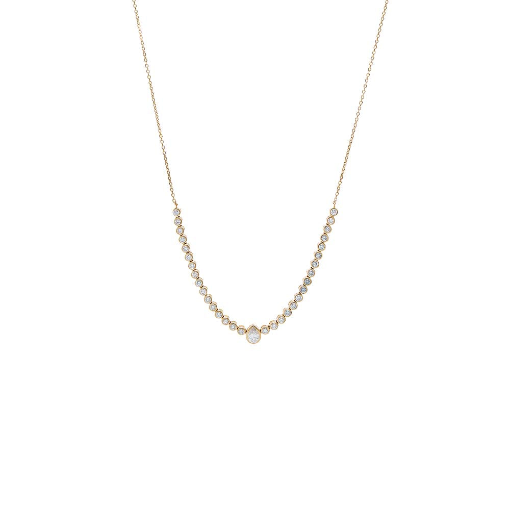 Diamond Pear Bezel Accent Tennis Necklace 14K