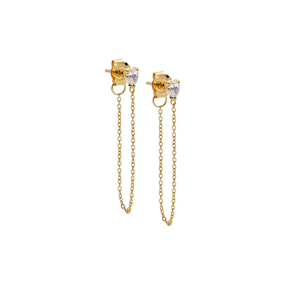 Lab Grown Diamond Pear Chain Drop Stud Earring