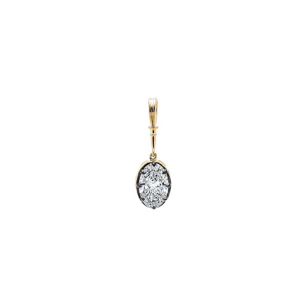 Lab Grown Diamond Oval Encased Statement Charm 14K