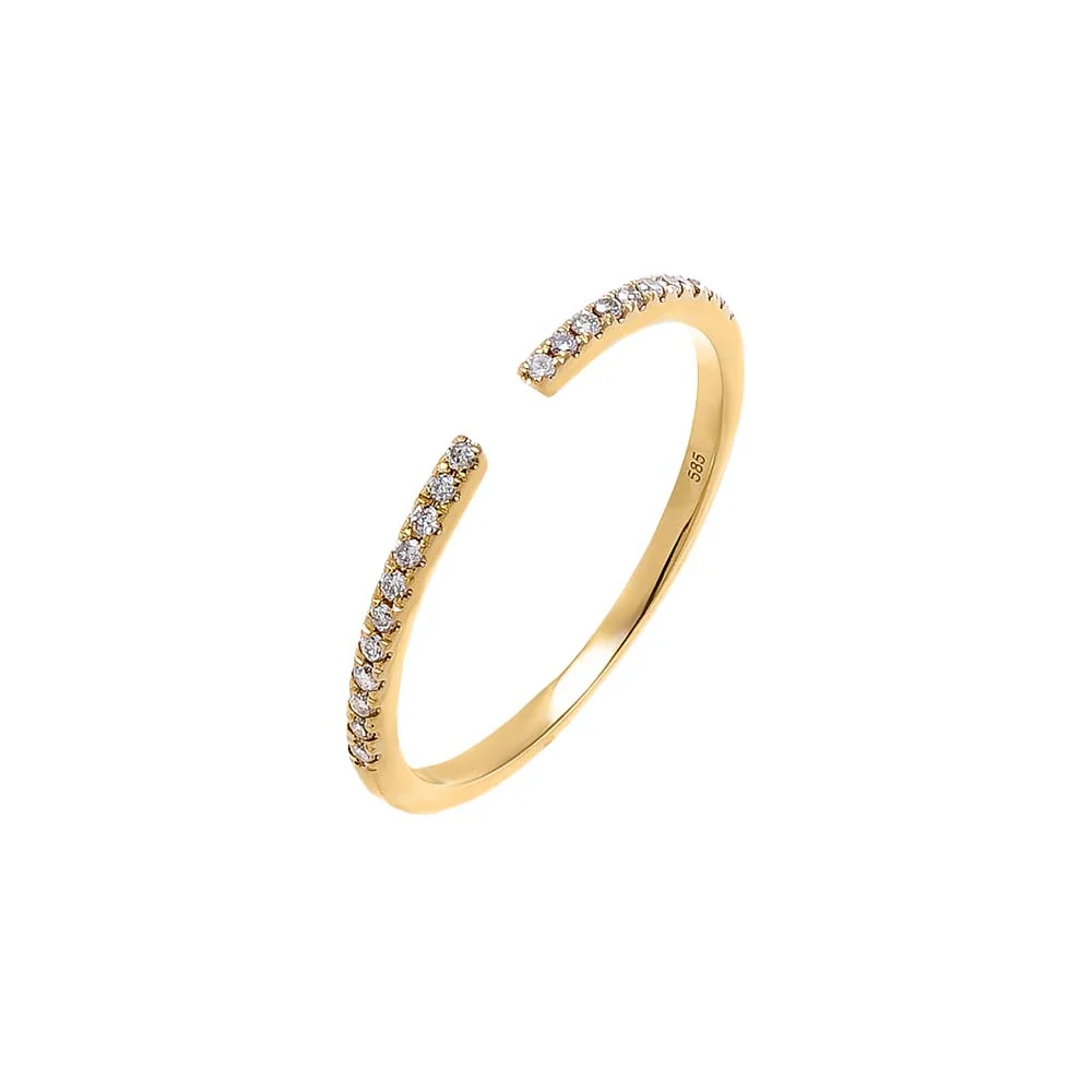 Diamond Pave Dainty Open Ring 14K