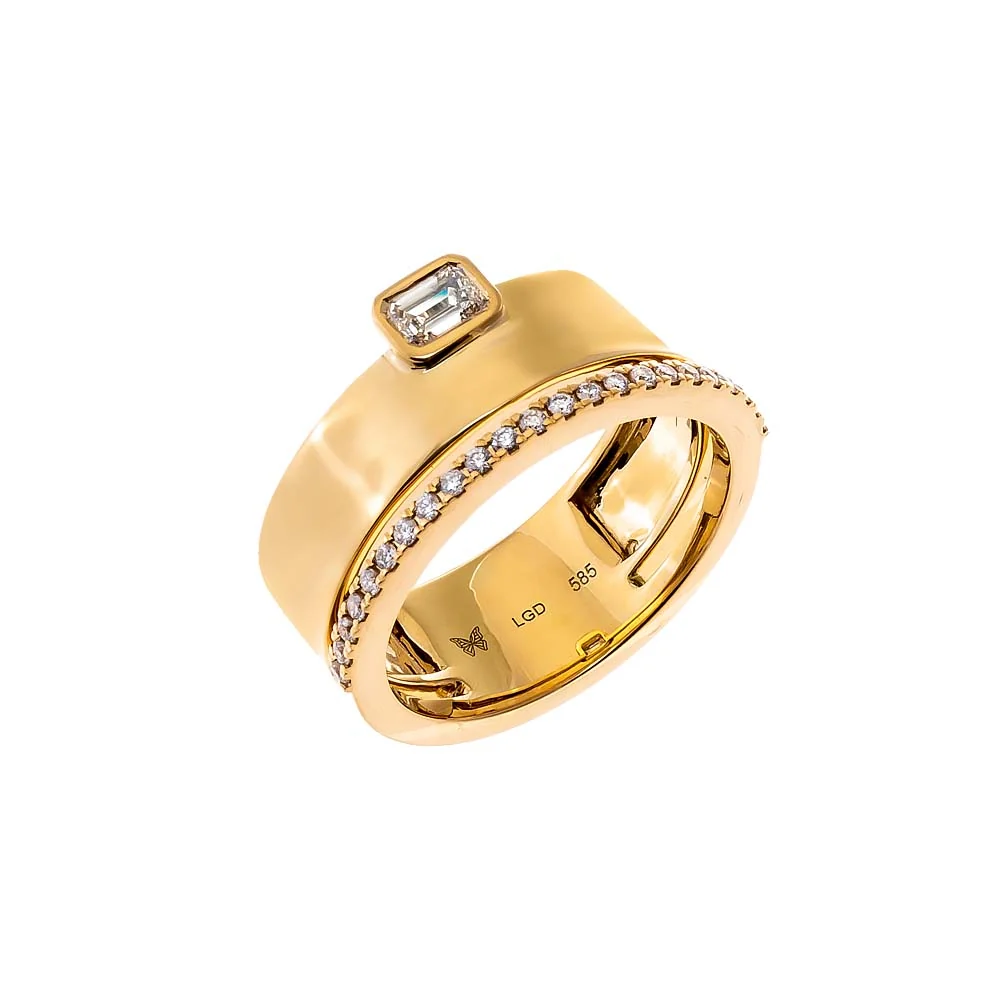 Lab Grown Diamond Emerald Wide Band Ring 14K