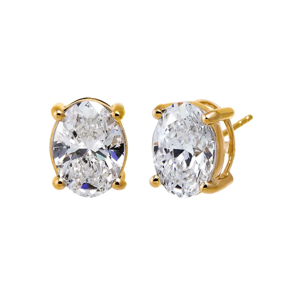 Lab Grown Diamond 6 Carat Oval Stud Earring