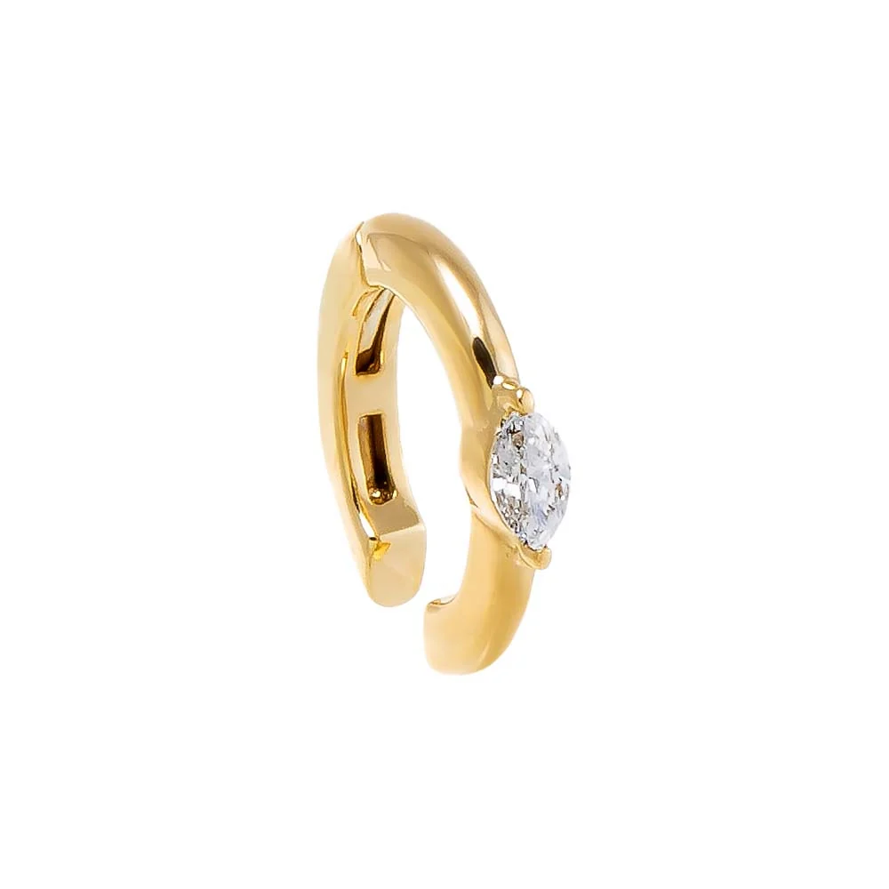 Mini Diamond Marquise Ear Cuff 14K