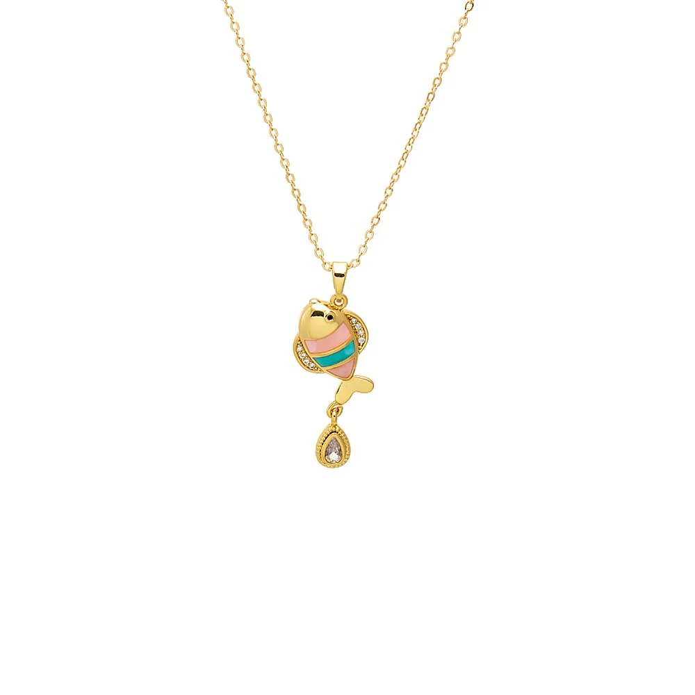 Colorful Enamel Fish Pendant Necklace