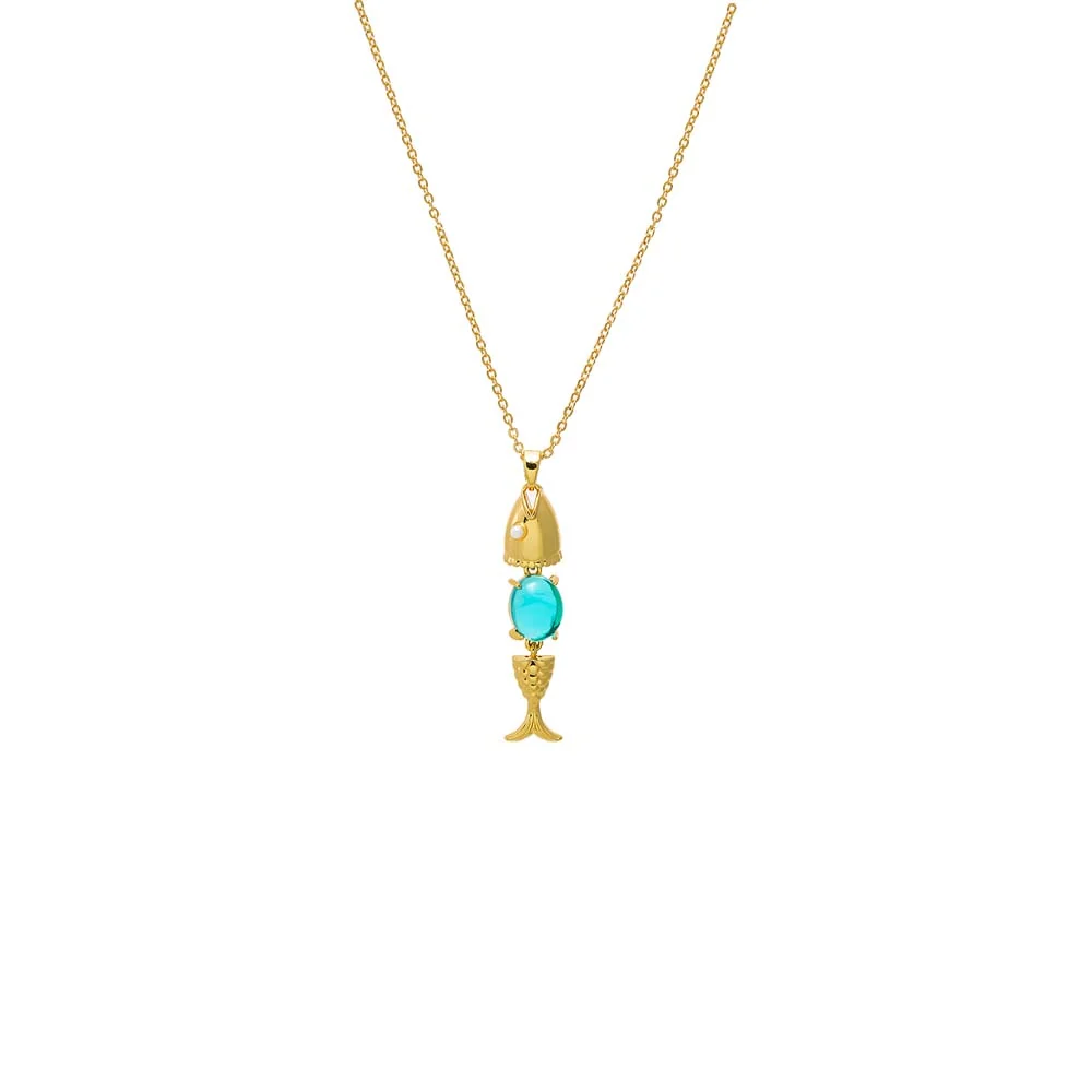 Colored Gemstone Fish Drop Necklace