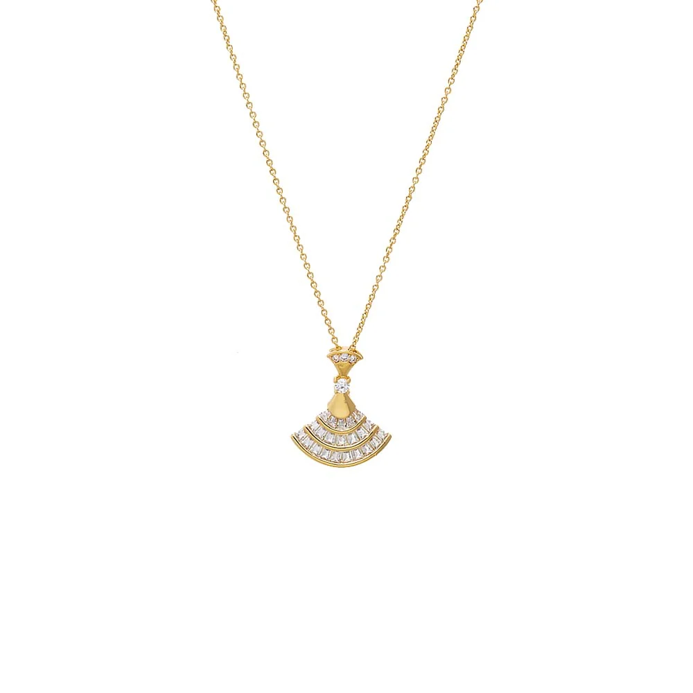 CZ Baguette Fan Pendant Necklace