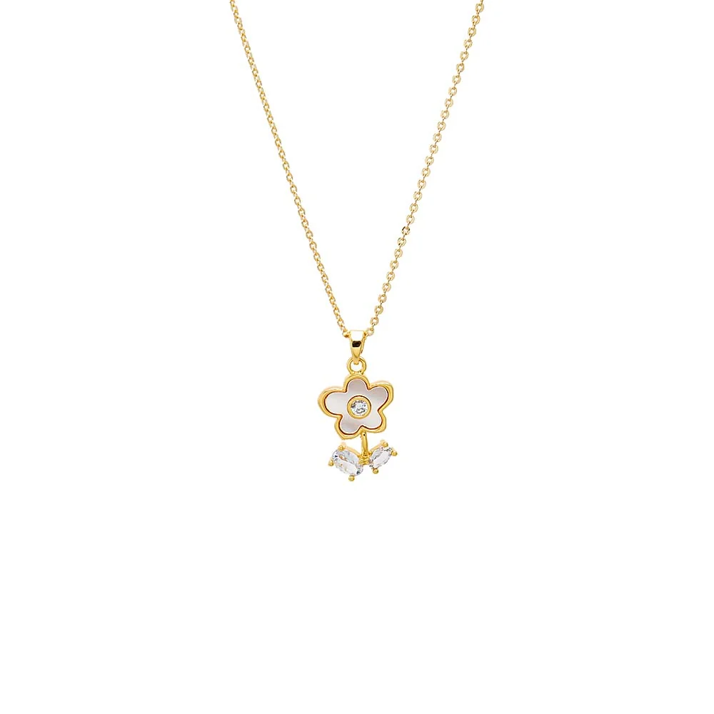 Mother of Pearl Flower Pendant Necklace