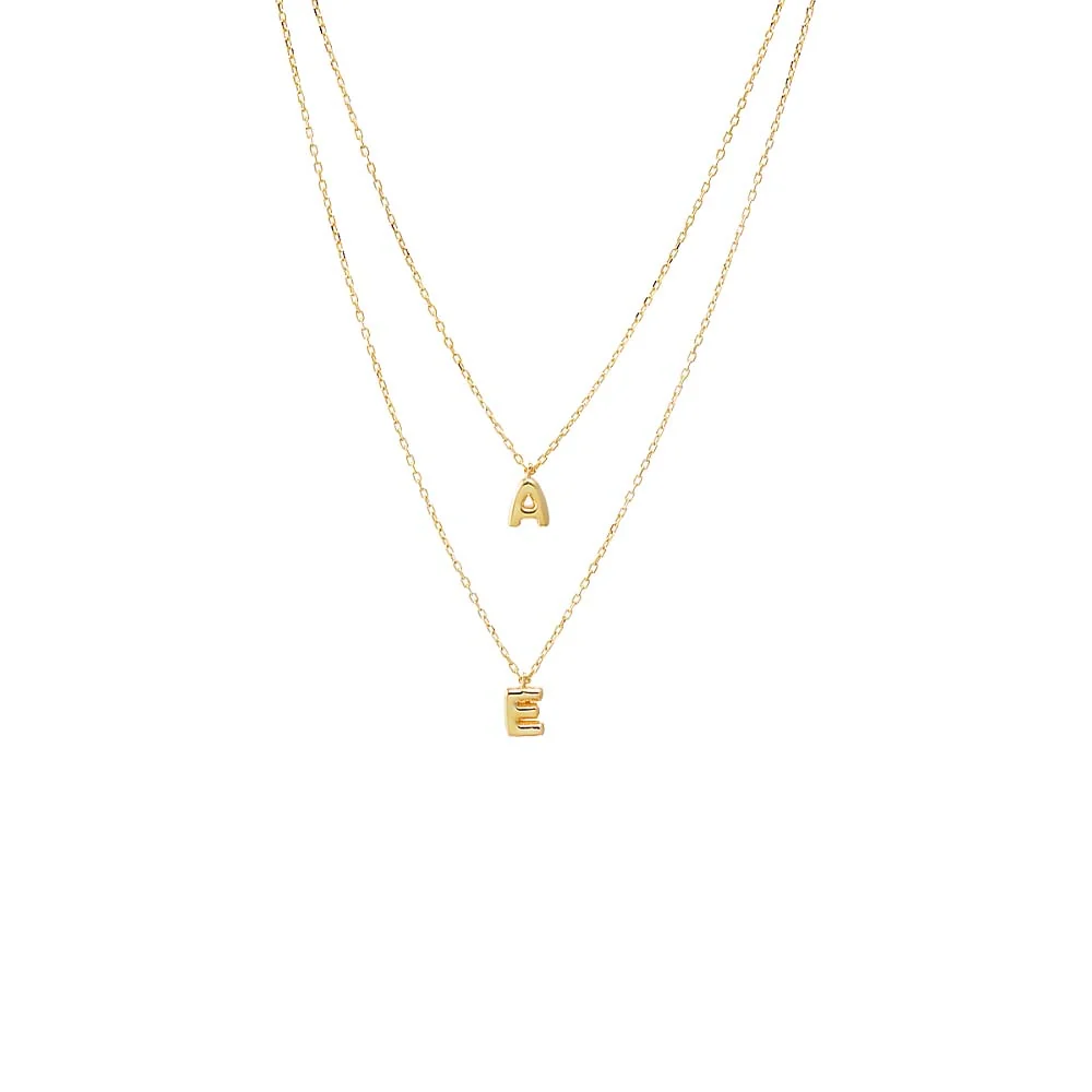 Solid Double Bubble Initial 2 In 1 Necklace