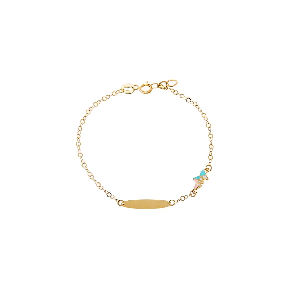 Kids Pastel Butterfly Charm ID Bracelet 14K