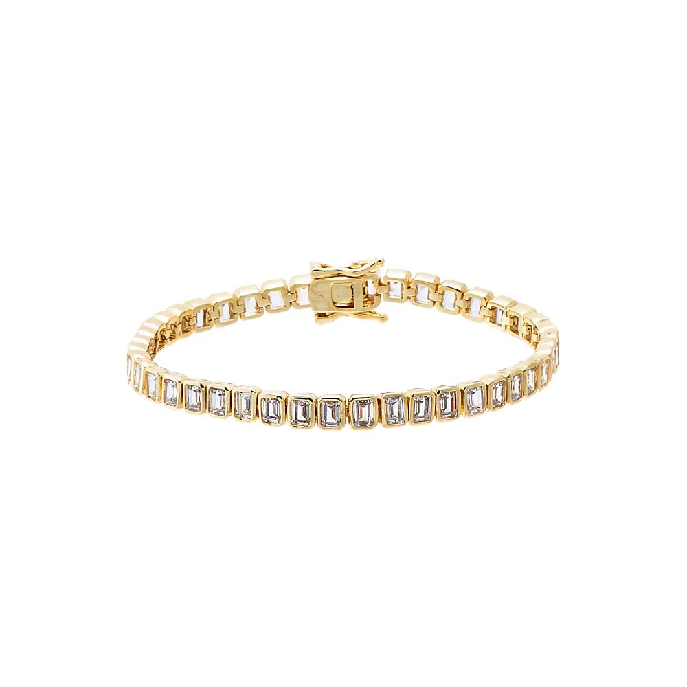 CZ Emerald Bezel Set Tennis Bracelet
