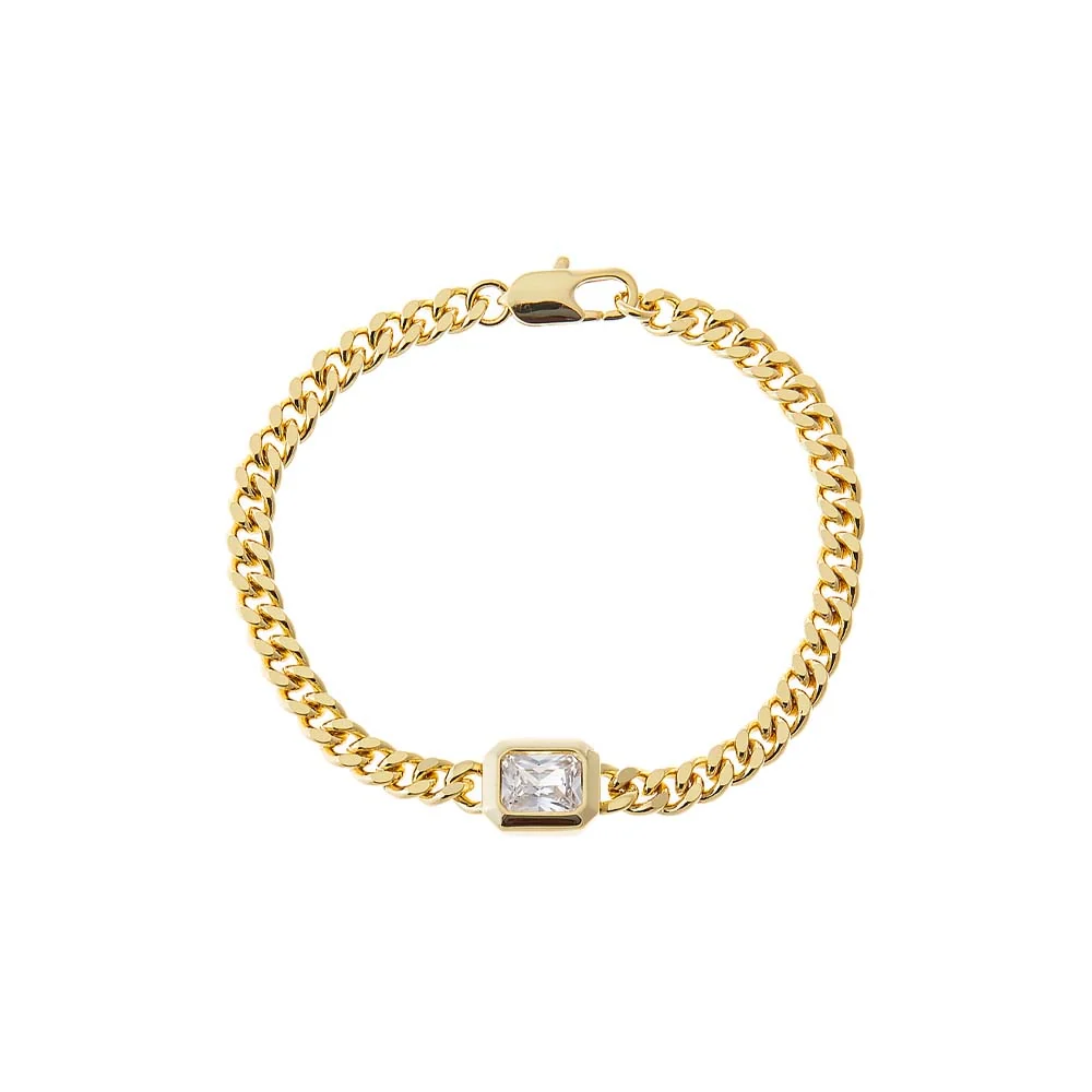 CZ Cushion Cut Bezel Set Cuban Bracelet