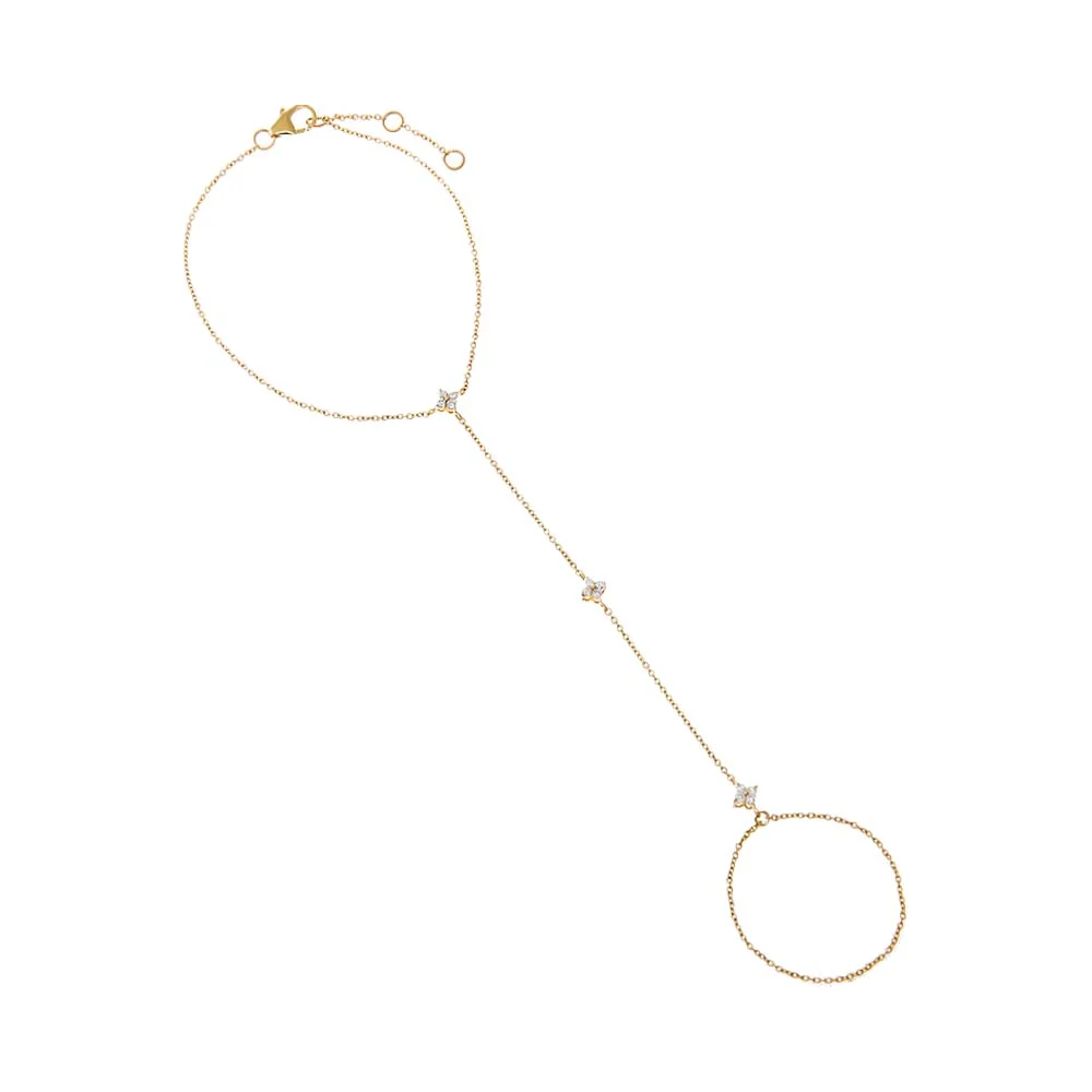 Diamond Multi Flower Cluster Hand Chain 14K