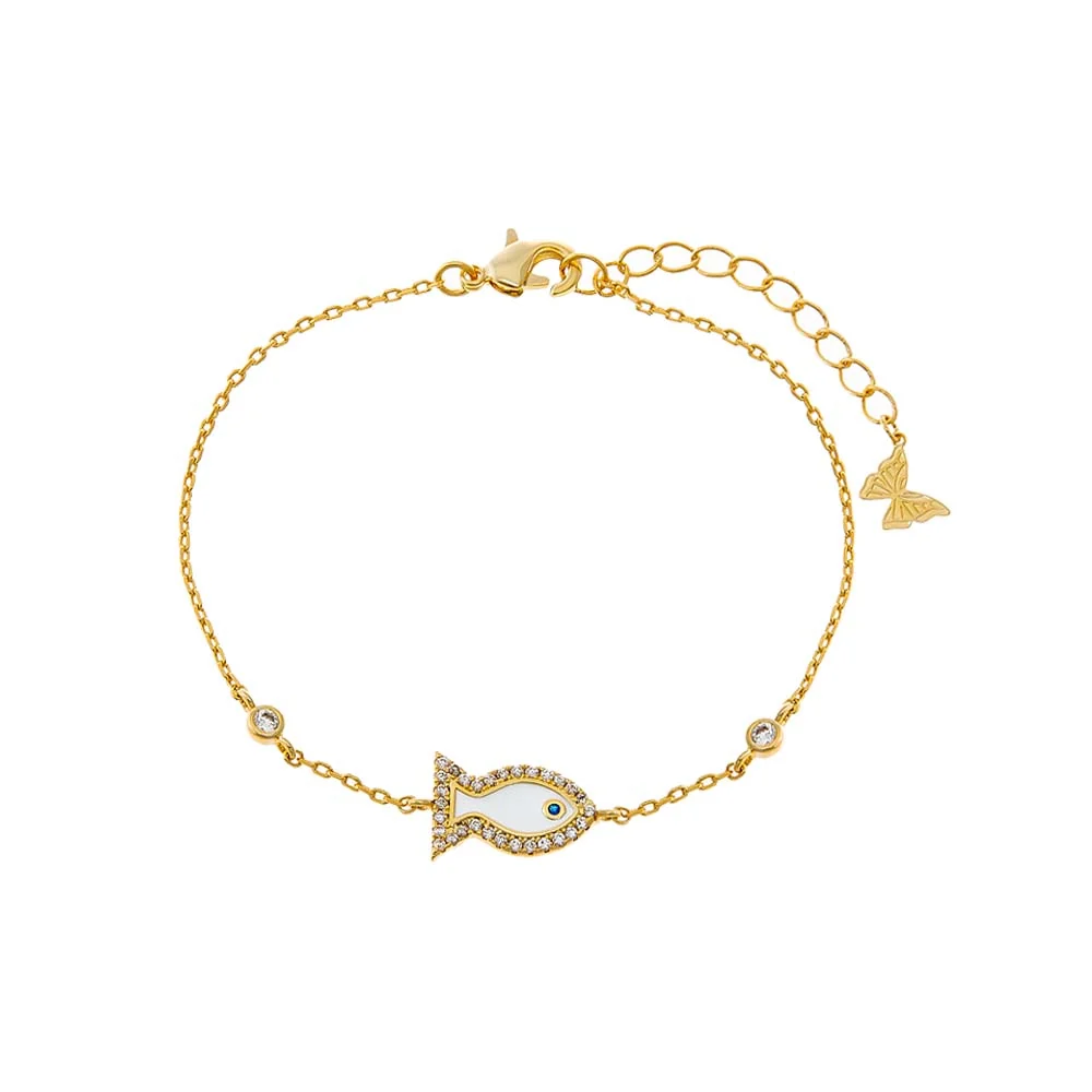 Colored Stone Fish Outline Bracelet