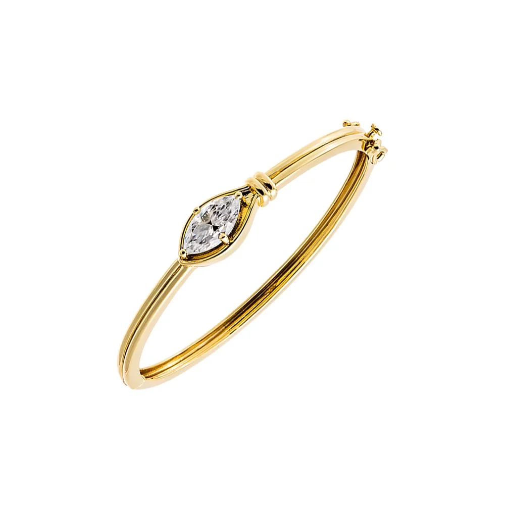 Moissanite Bezel Marquise Center Stone Bangle
