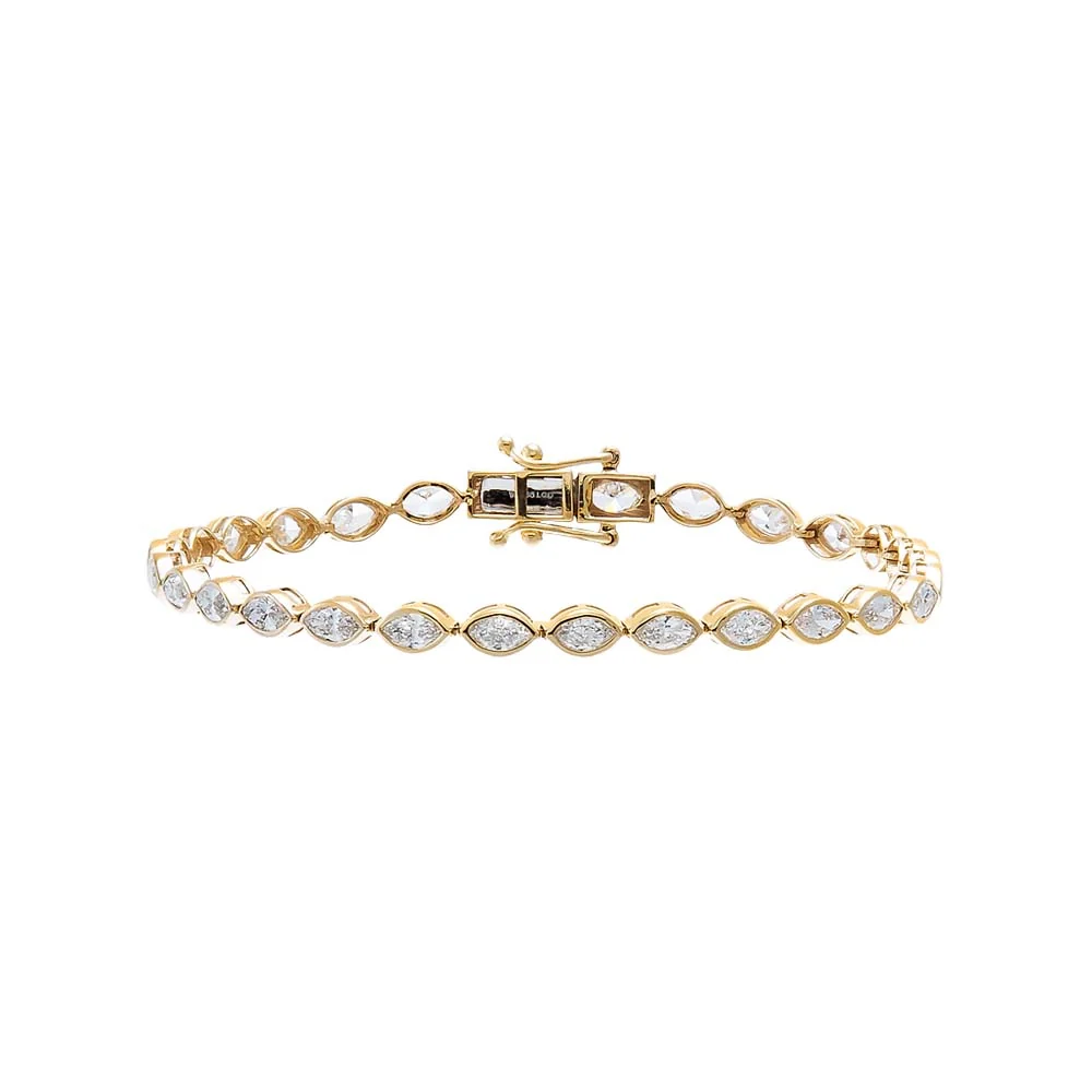 Lab Grown Diamond Marquise Bezel Tennis Bracelet 14K