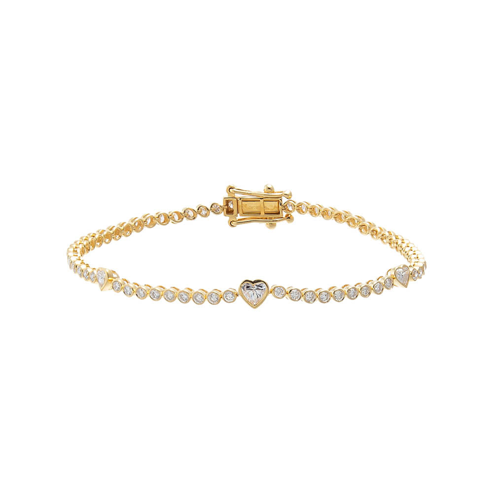 Lab Grown Diamond Bezel Multi Heart Accent Tennis Bracelet
