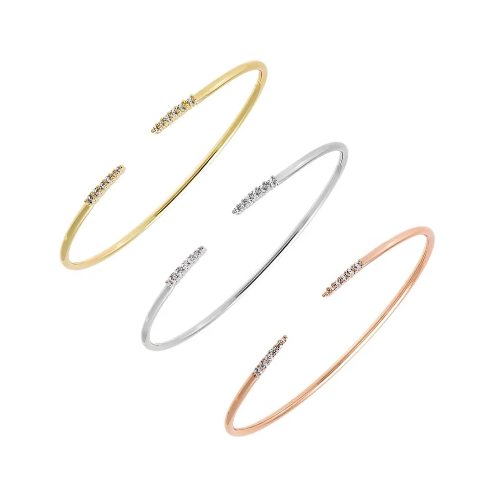 CZ Tipped Open Bangle Bracelet Combo Set