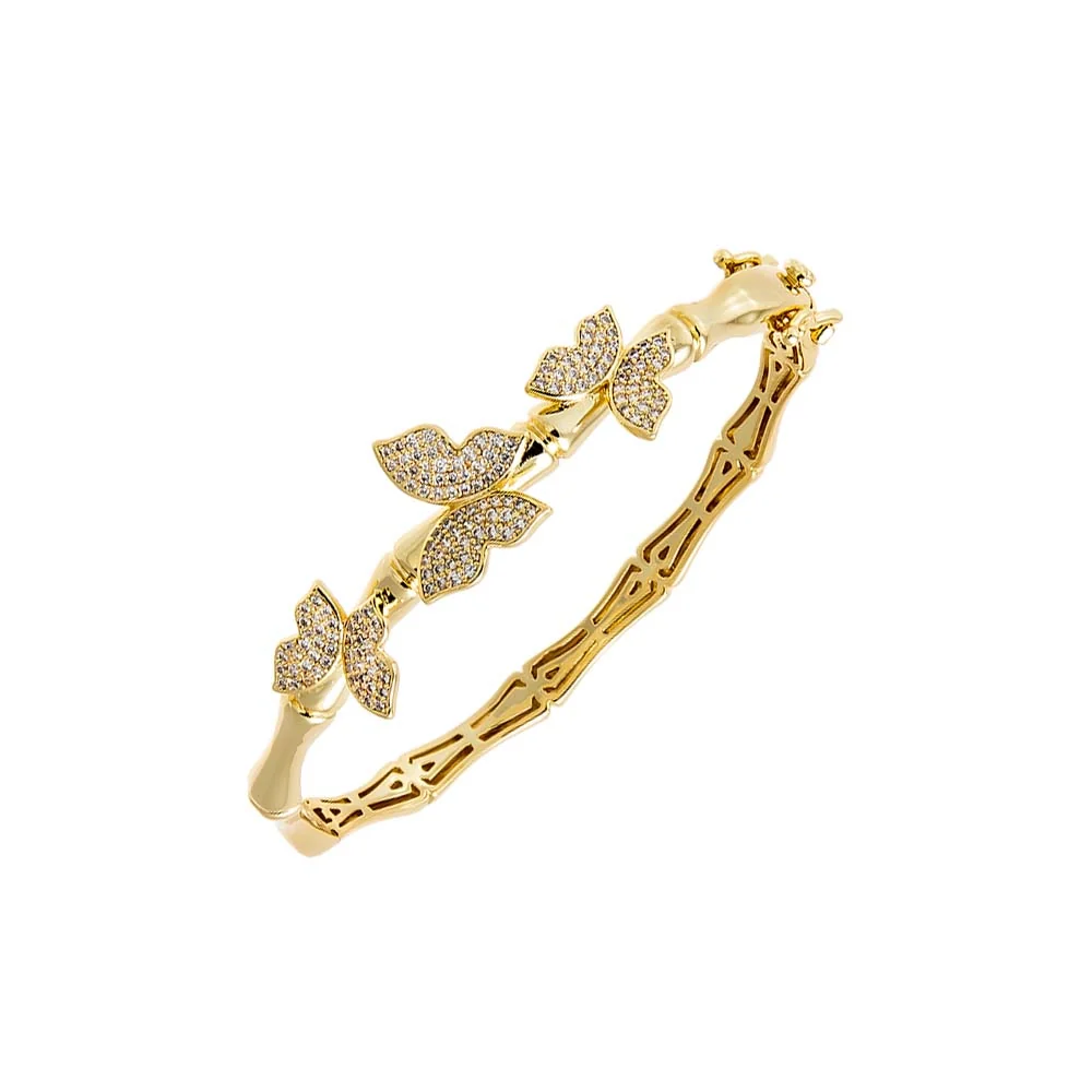 Butterfly CZ Station Bangle Bracelet