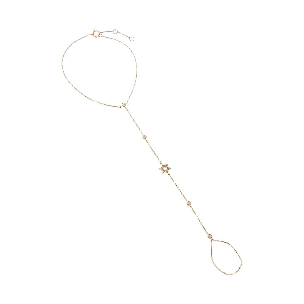 Diamond Pave & Bezel Star Of David Hand Chain 14K