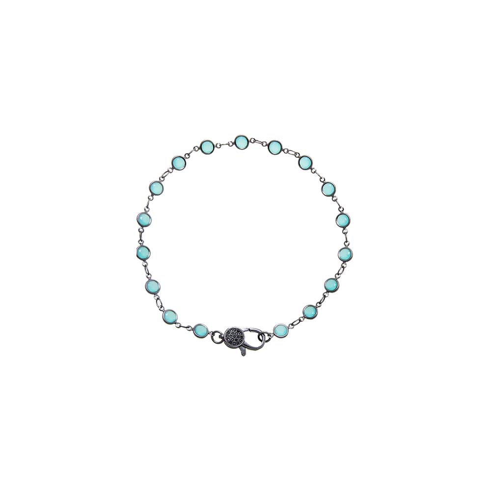 Light Green Blackened Bezel Chain Anklet