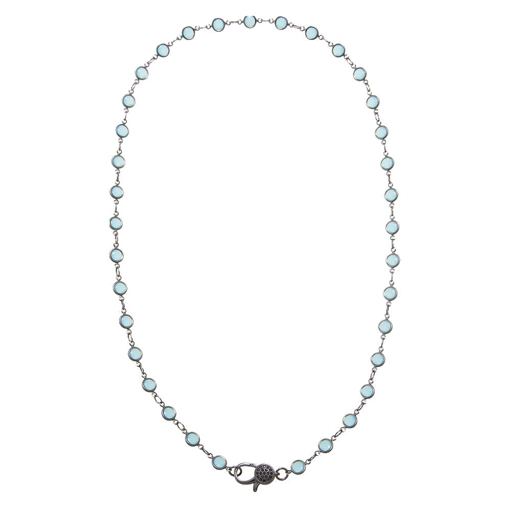 Light Green Blackened Bezel Chain Necklace