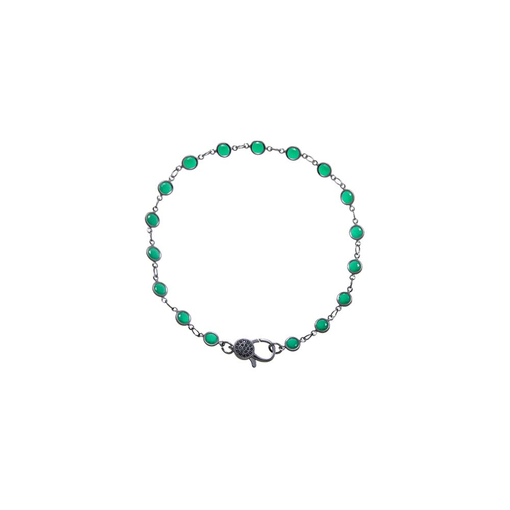 Emerald Green Blackened Bezel Chain Anklet