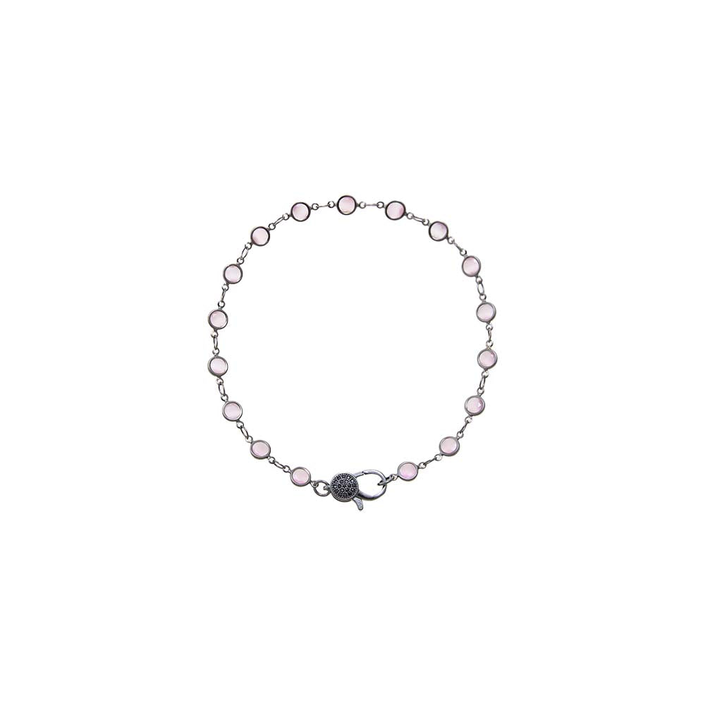 Light Pink Blackened Bezel Chain Anklet