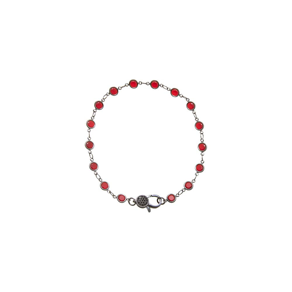 Ruby Red Blackened Bezel Chain Anklet