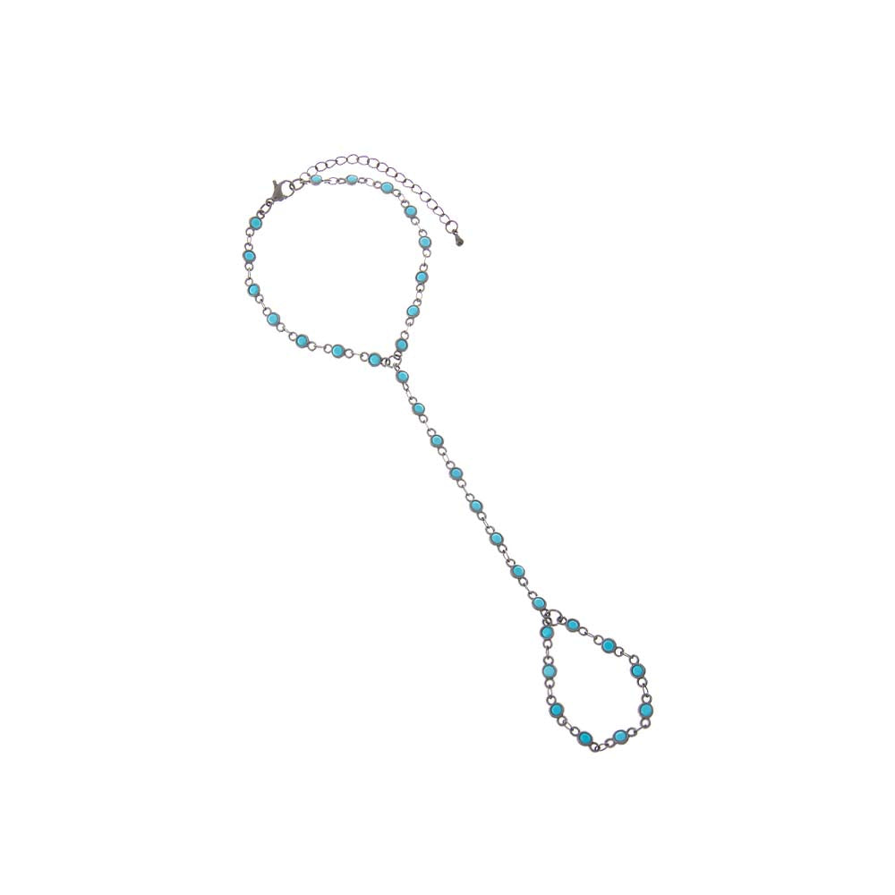 Colored CZ Black Rhodium Hand Chain