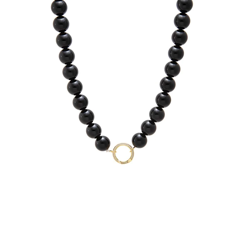 Black Onyx Large Bead Clicker Necklace