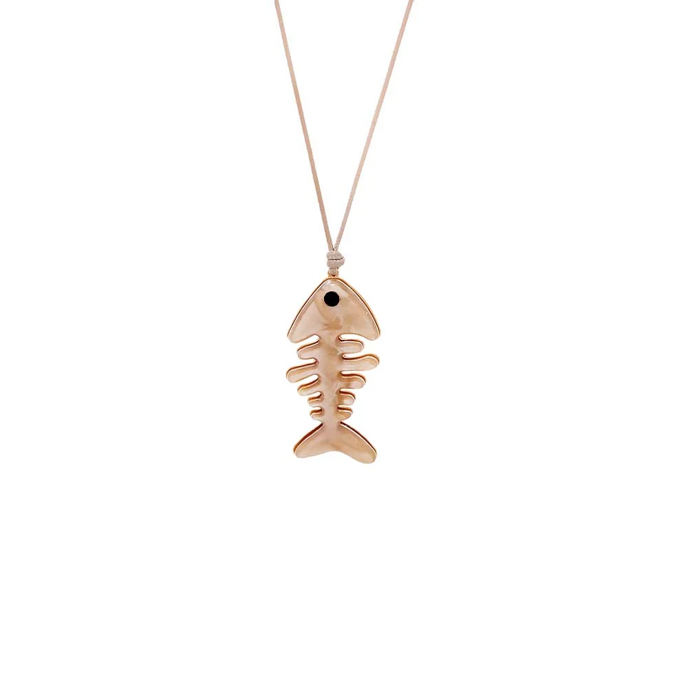 Brown Rope Fish Skeleton Necklace