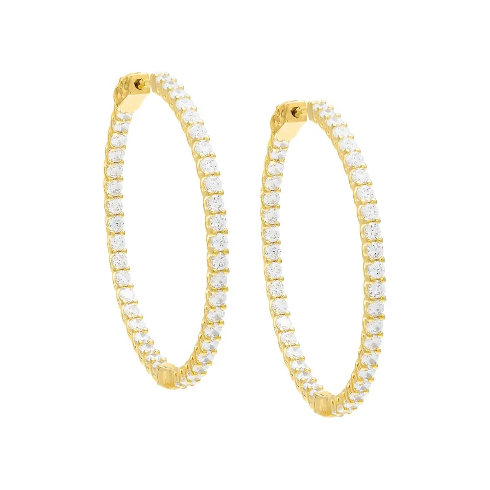 Moissanite Large Tennis Inside Out Hoop Earring