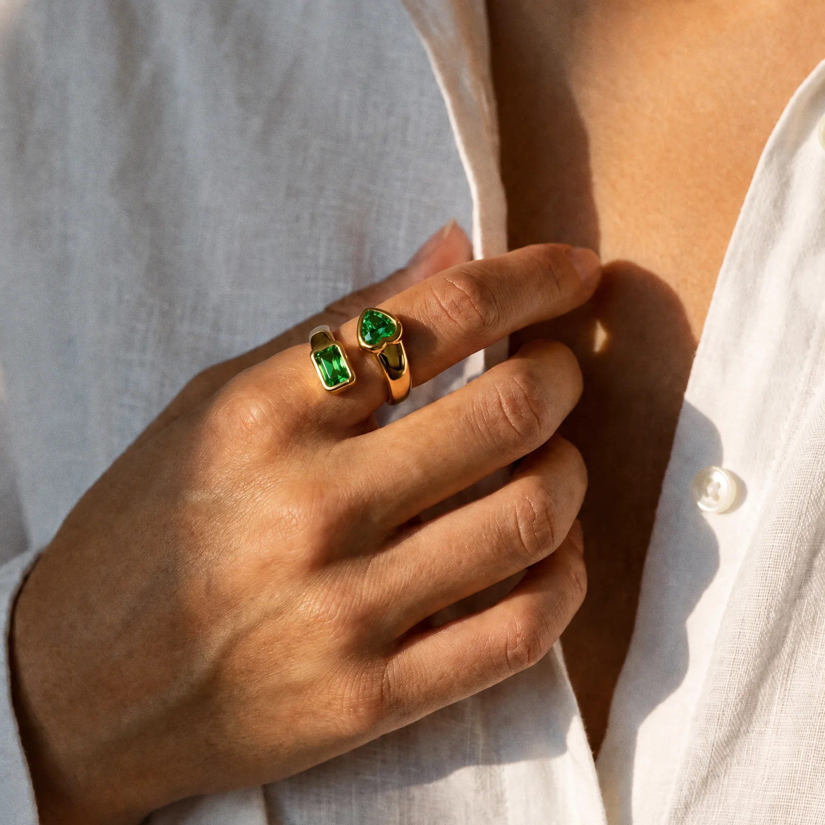 Colored Double Shape Crossover Ring - Image 3