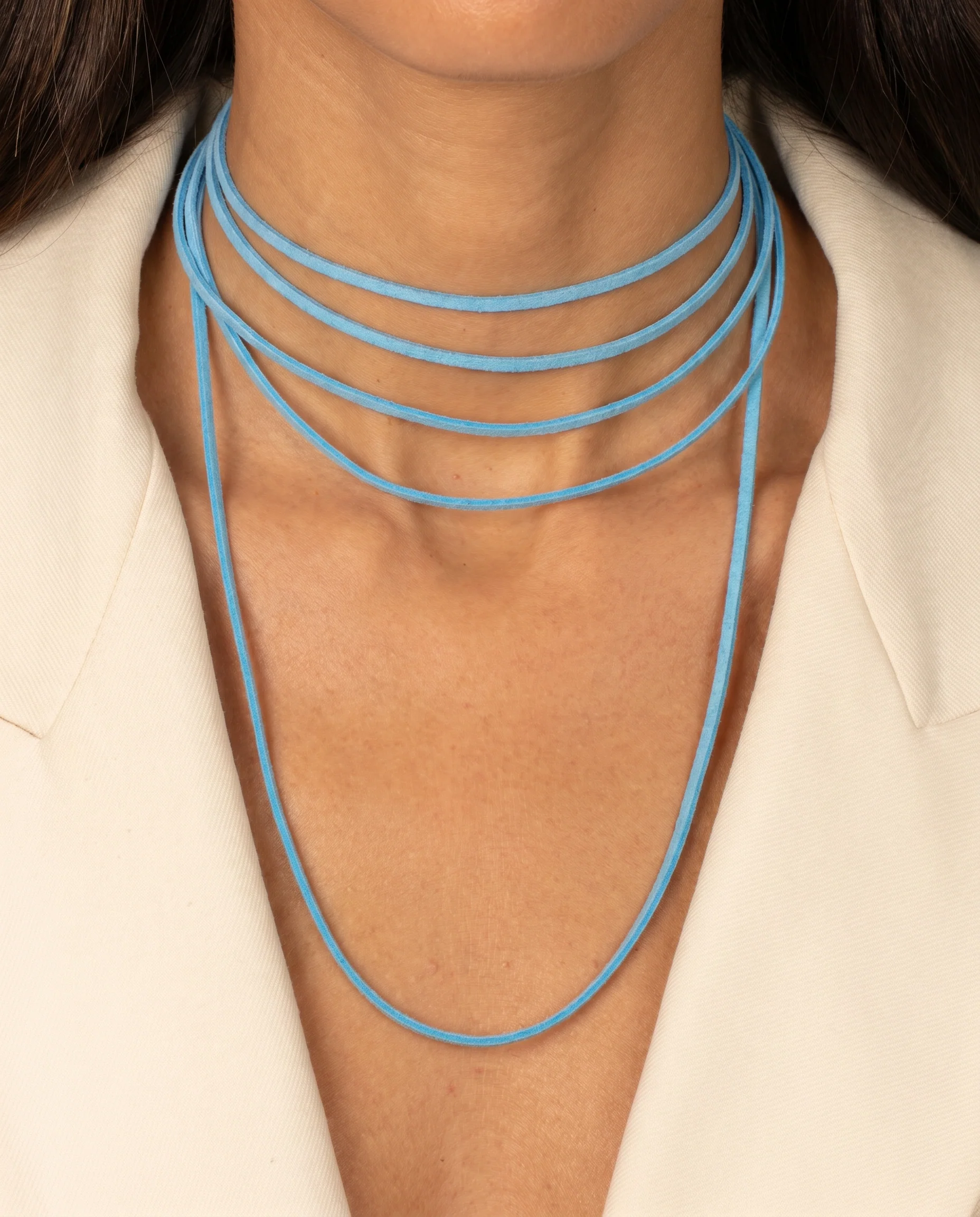 Colored Suede Long Wrap Rope Necklace - Image 2