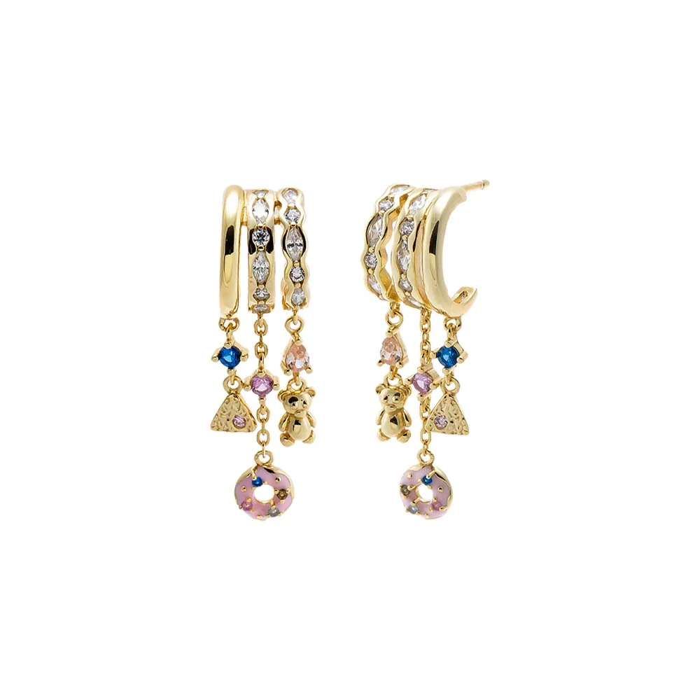 Multi Charm Crystal Chain Drop Earring