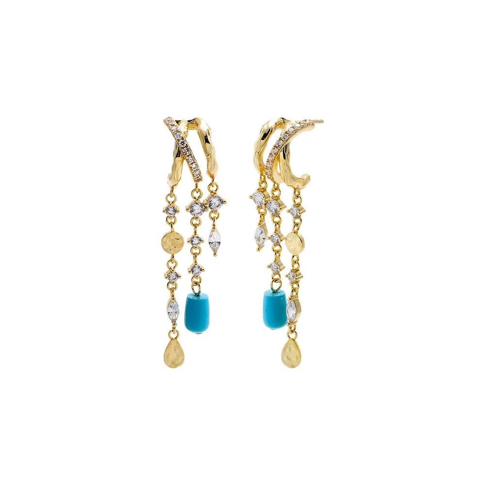 Turquoise & Mixed Charm Chain Drop Earring