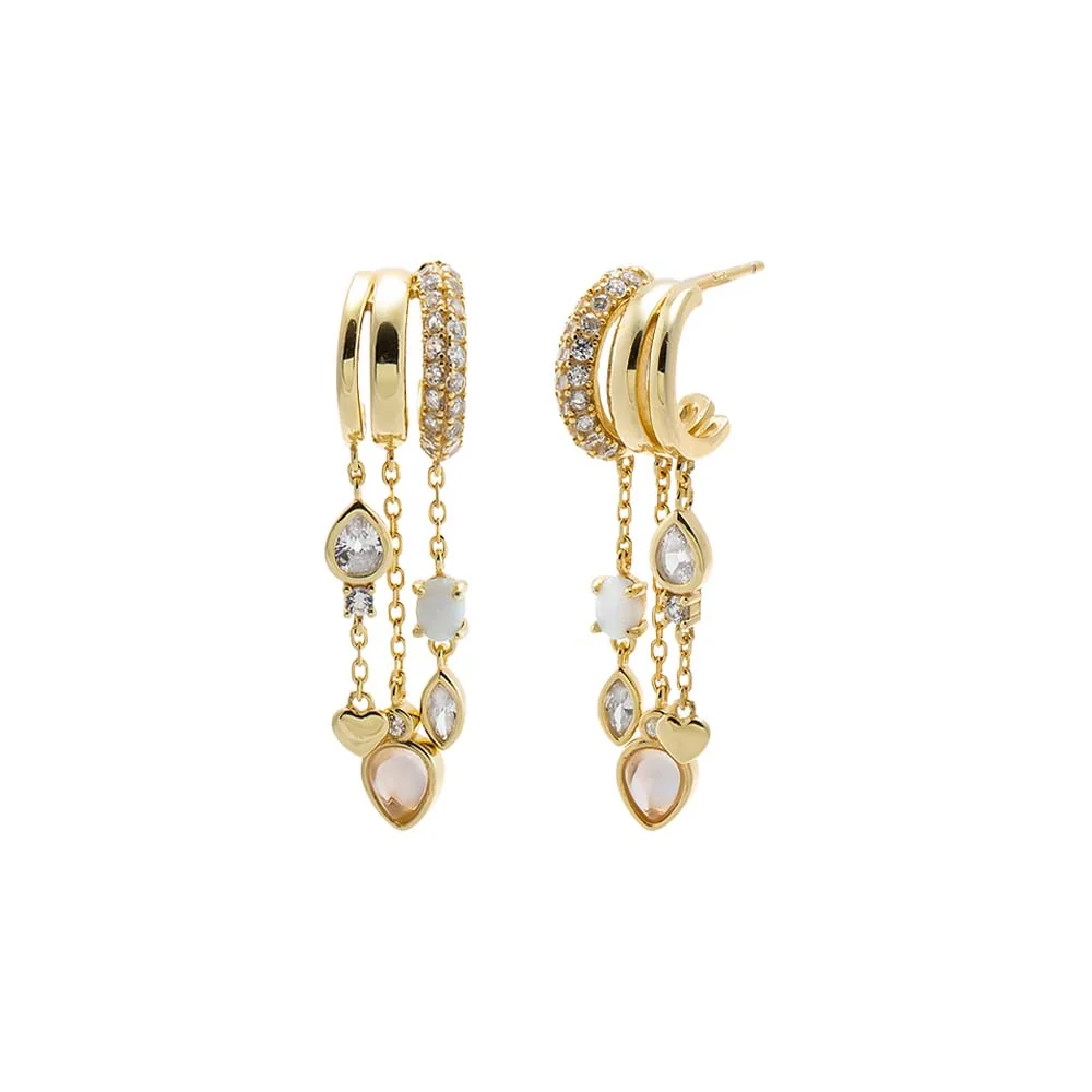 Pavé Chain Charm Drop Earring