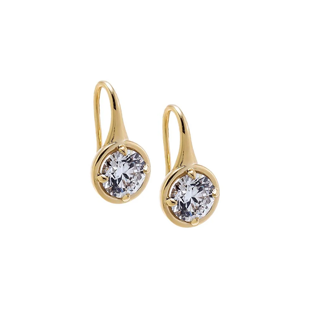 Lab Grown Diamond Round Bezel Fish Hook Earring 14K