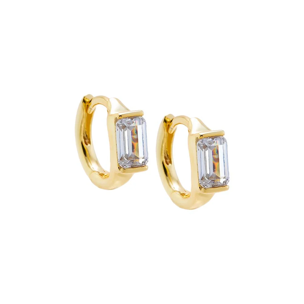 CZ Baguette Embedded Huggie Earring