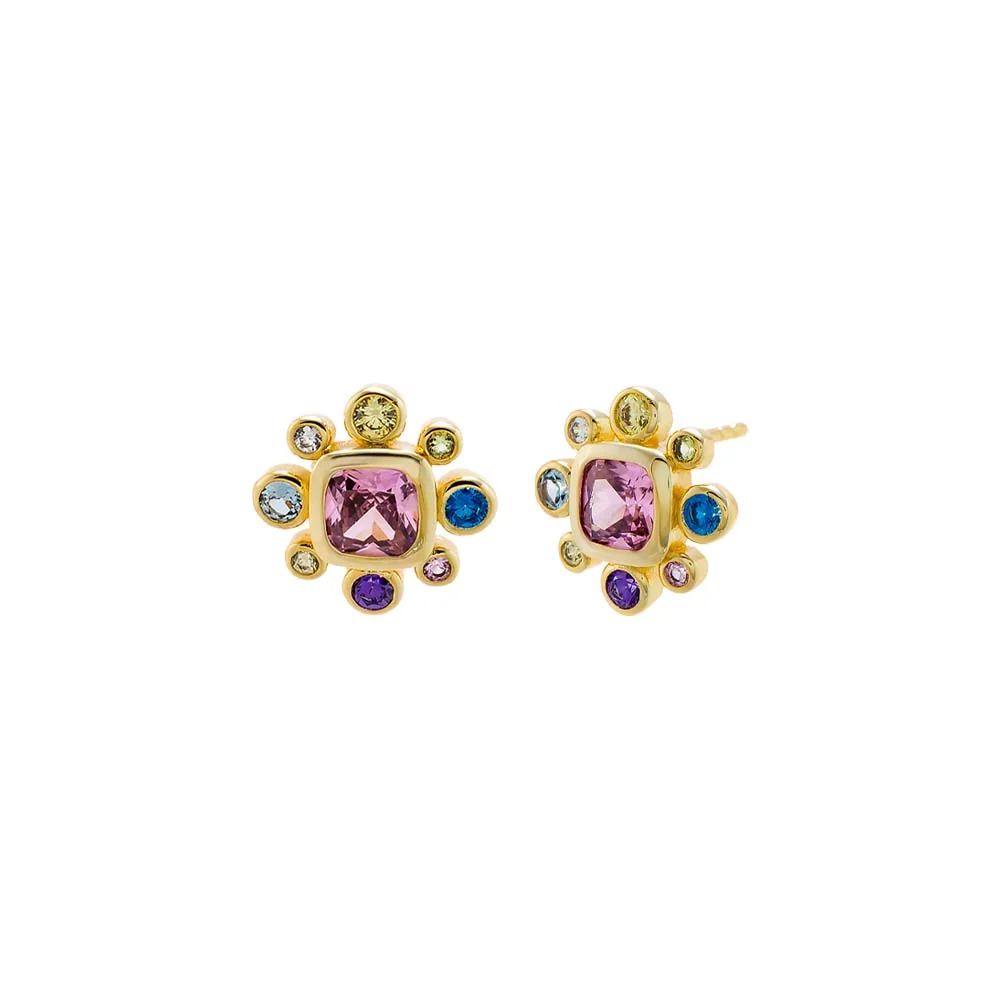 Pastel Rainbow Clustered Stud Earring