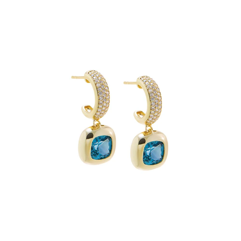 Aquamarine Cushion Cut Drop Earring