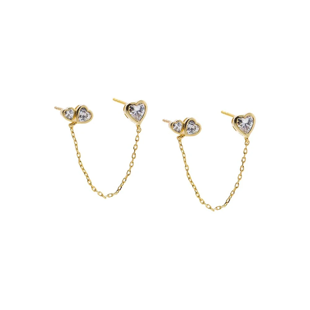 CZ Marquise X Heart Chain Stud Earring